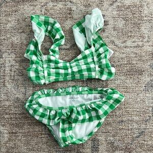 Janie and Jack Green Plaid Ruffle Bikini